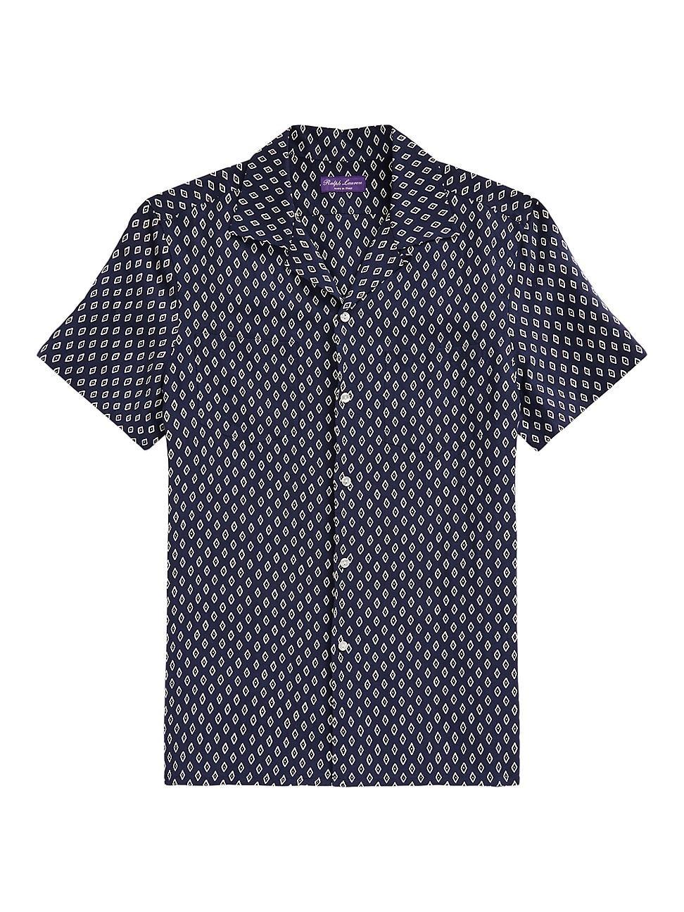 Mens Diamond-Print Linen and Silk Camp Shirt Product Image