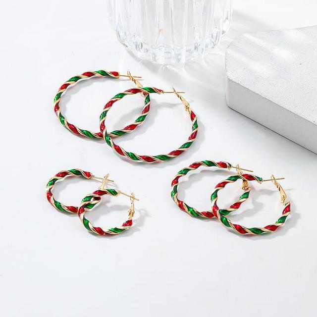 Christmas Candy Cane Twist Hoop Earring Product Image