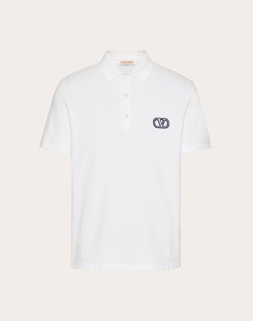 COTTON PIQUÉ POLO SHIRT WITH VLOGO SIGNATURE PATCH Product Image