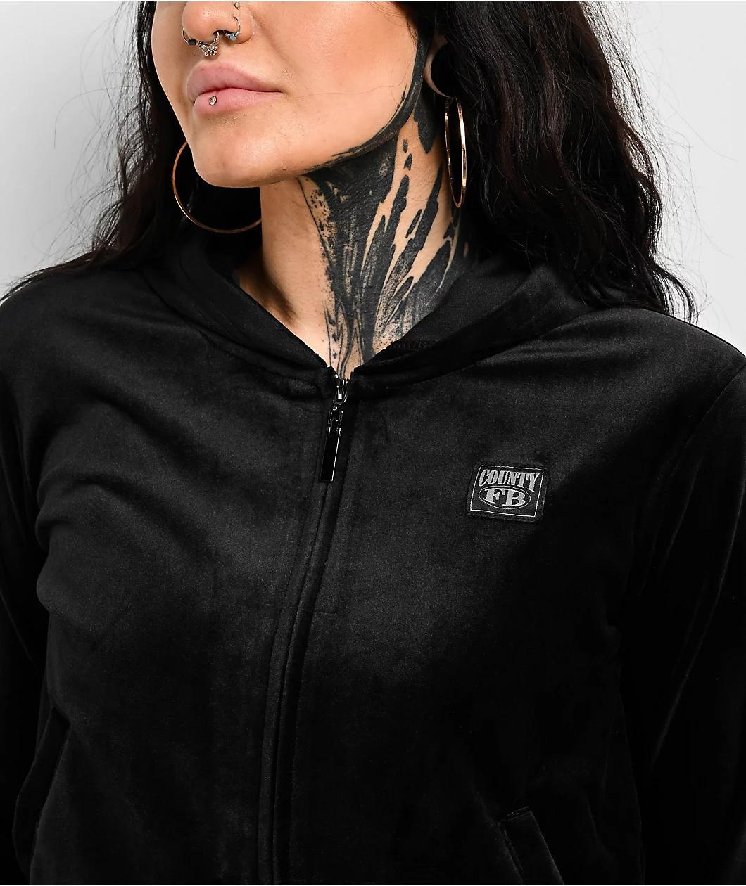 FB County Black Velour Zip Hoodie Product Image