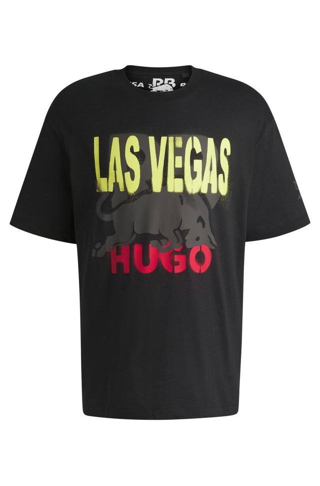 HUGO - Cotton-jersey fanwear T-shirt with special artwork - Black Product Image