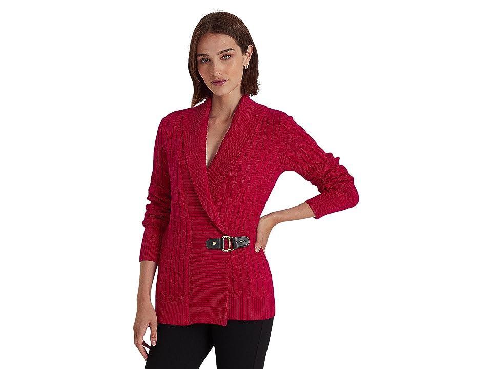 LAUREN Ralph Lauren Buckled Cotton Sweater (Classic Red) Women's Sweater Product Image