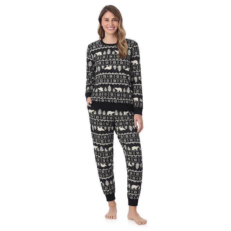 Womens Cuddl Duds Honeycomb Fleece Pajama Top & Pajama Joggers Set Product Image