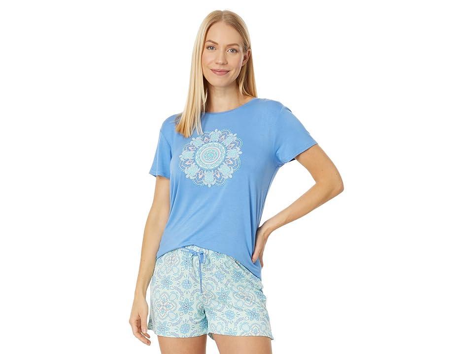 Life is Good Turtle Mandala Lightweight Sleep Tee (Cornflower ) Women's Clothing Product Image