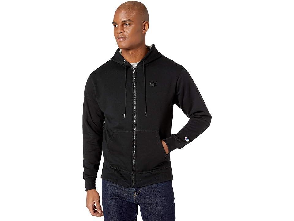 Mens Champion Fleece Powerblend Zip-Up Hoodie Black Product Image