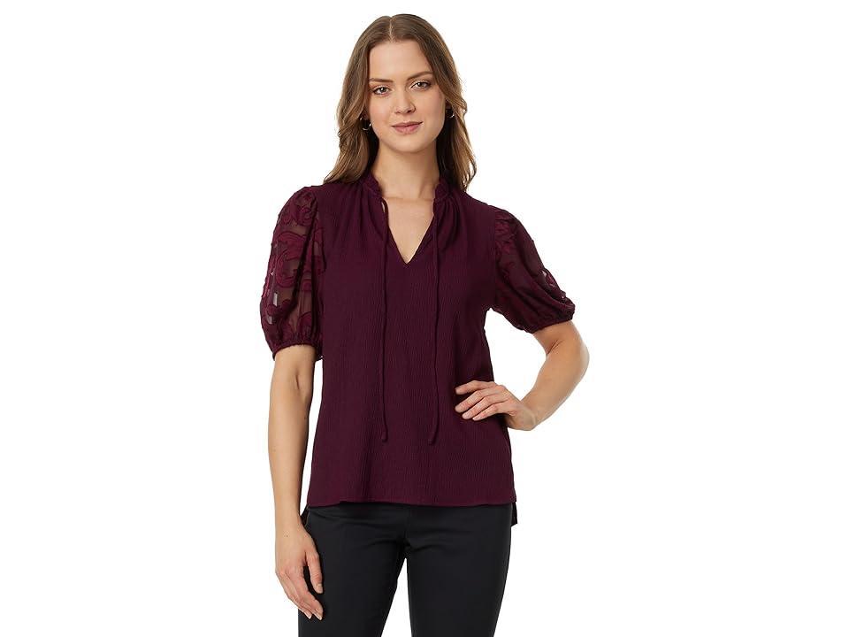 Vince Camuto Short Puff Sleeve Top (Mulberry) Women's Clothing Product Image