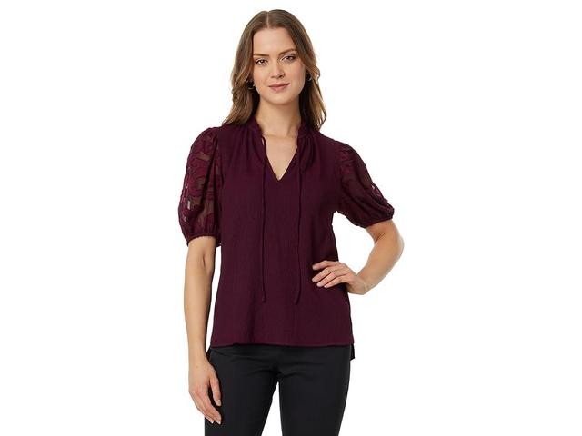 Vince Camuto Short Puff Sleeve Top (Mulberry) Women's Clothing Product Image