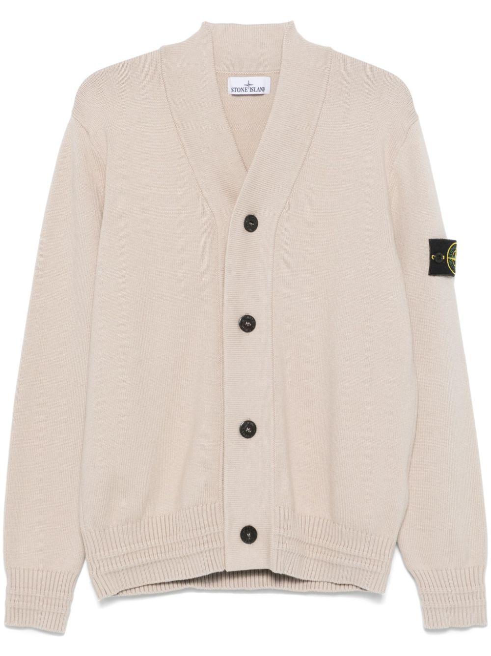 STONE ISLAND Compass-badge Cardigan In Neutrals Product Image