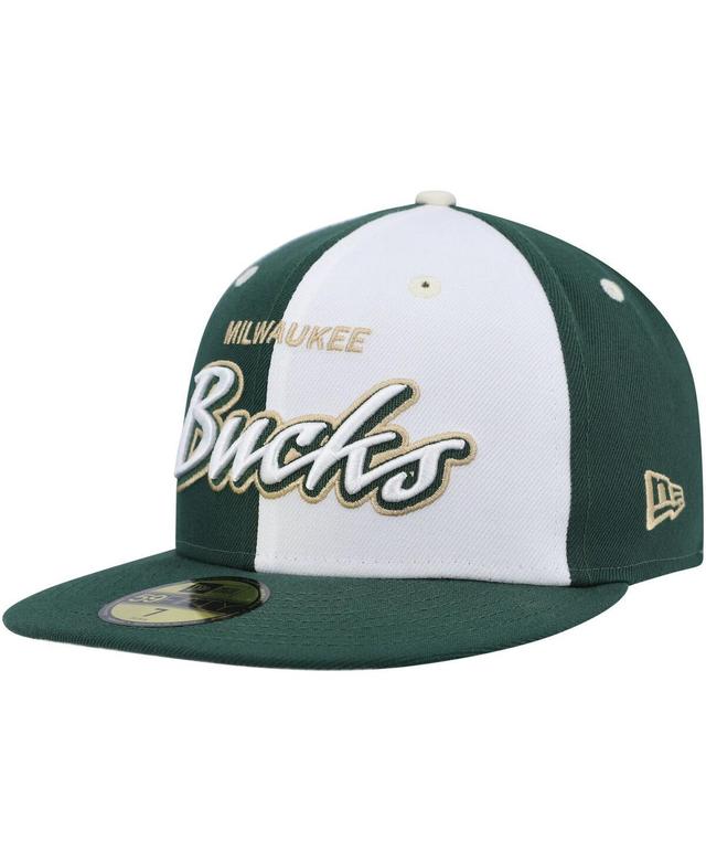 Mens New Era Hunter Green/White Milwaukee Bucks Griswold 59FIFTY Fitted Hat Multicolor Product Image