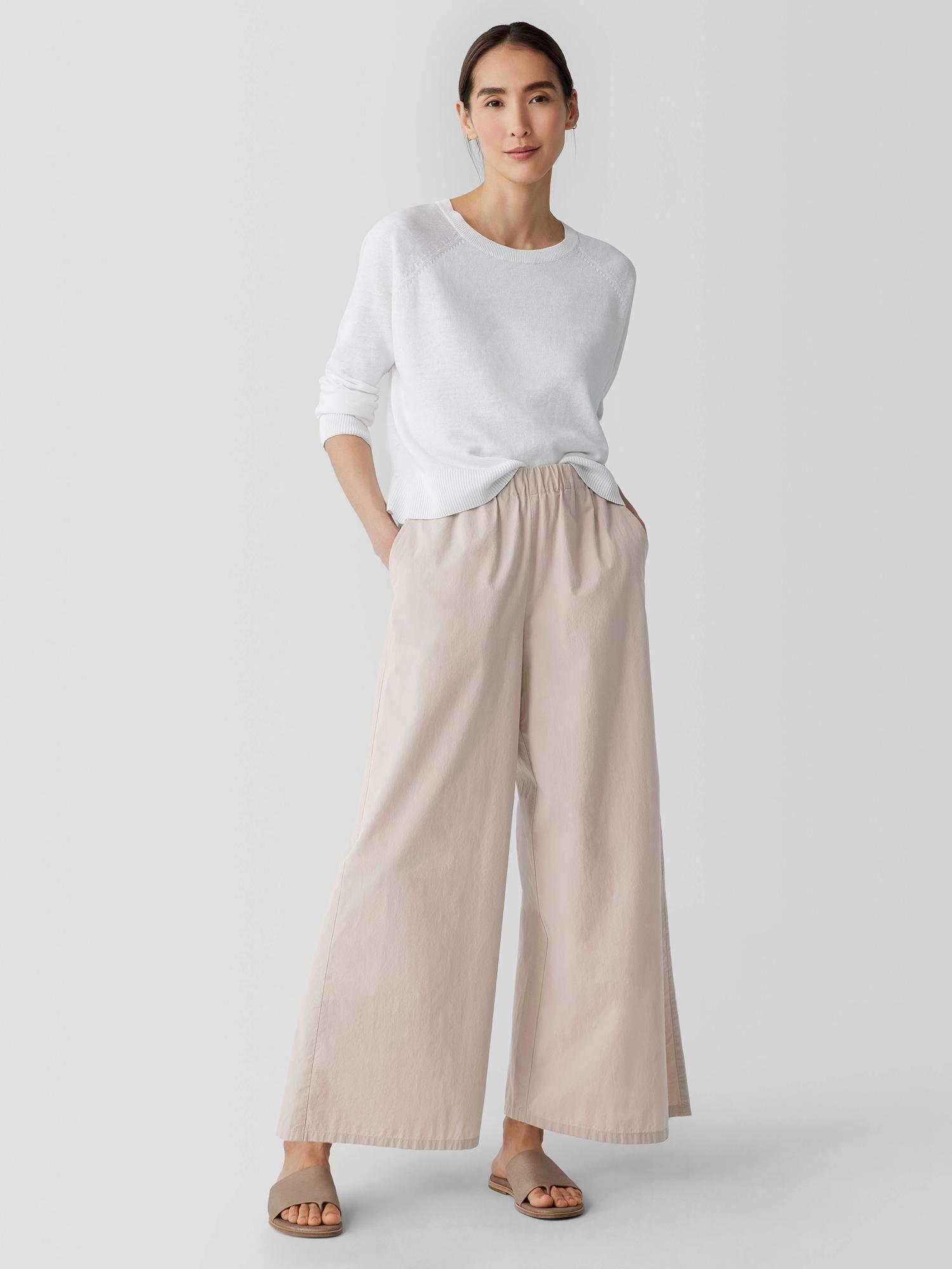 EILEEN FISHER Washed Organic Cotton Poplin Wide-Leg Pantfemale Product Image