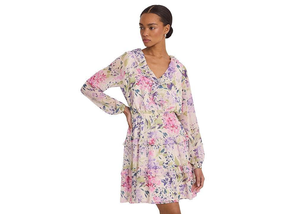 Women's Floral Crinkle Georgette Surplice Dress Product Image