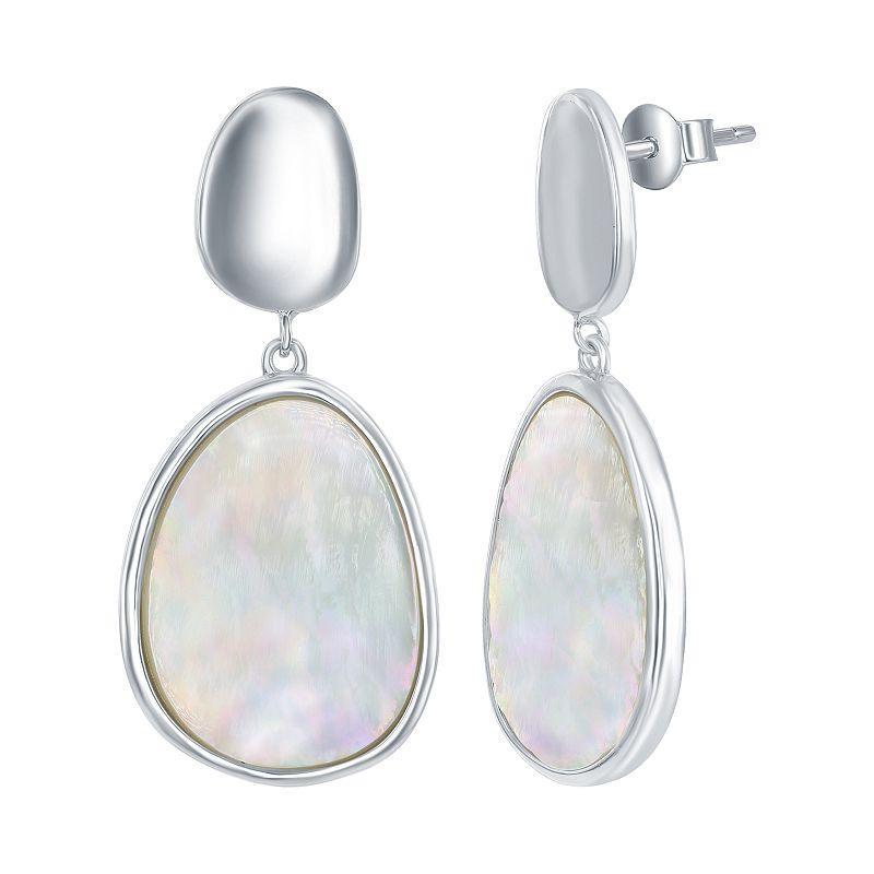 Sterling Silver Mother of Pearl Oval Drop Earrings, Womens, Silvertone Product Image