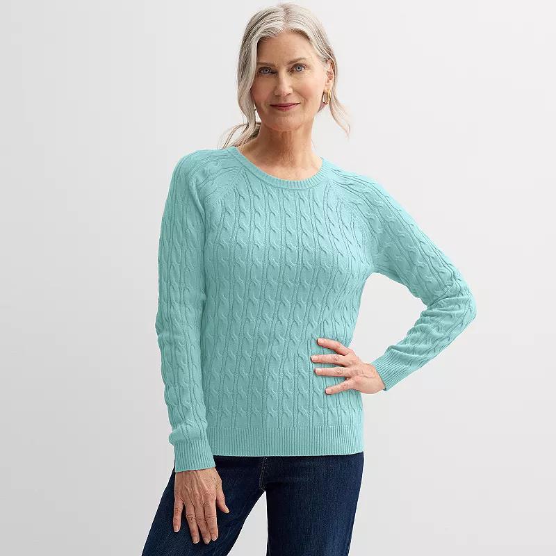 Petite Croft & Barrow The Extra Soft Cabled Crewneck Sweater, Womens Product Image