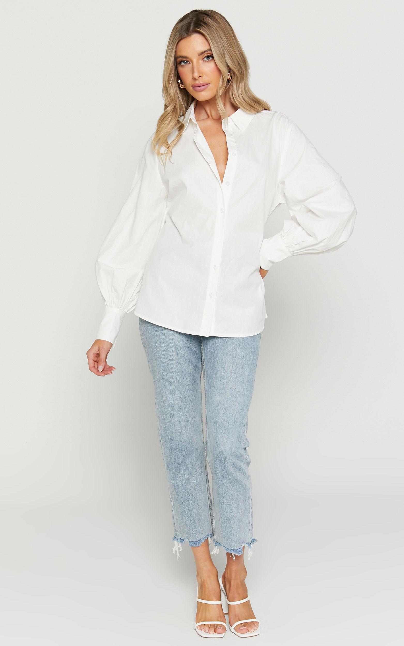 Tansu Long Sleeve Tie Back Shirt in White Product Image