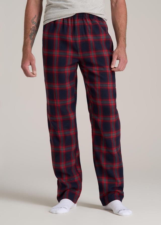 Plaid Pajama Pants for Tall Men in Grey and Red Tartan Product Image