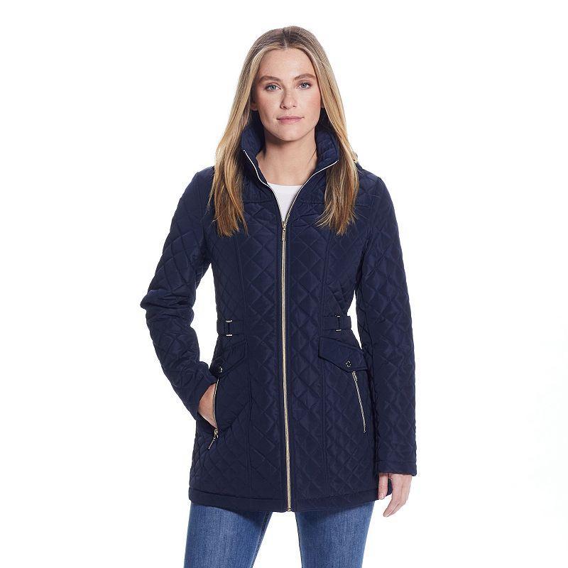 Womens Gallery Quilted Jacket with Hood Blue Product Image