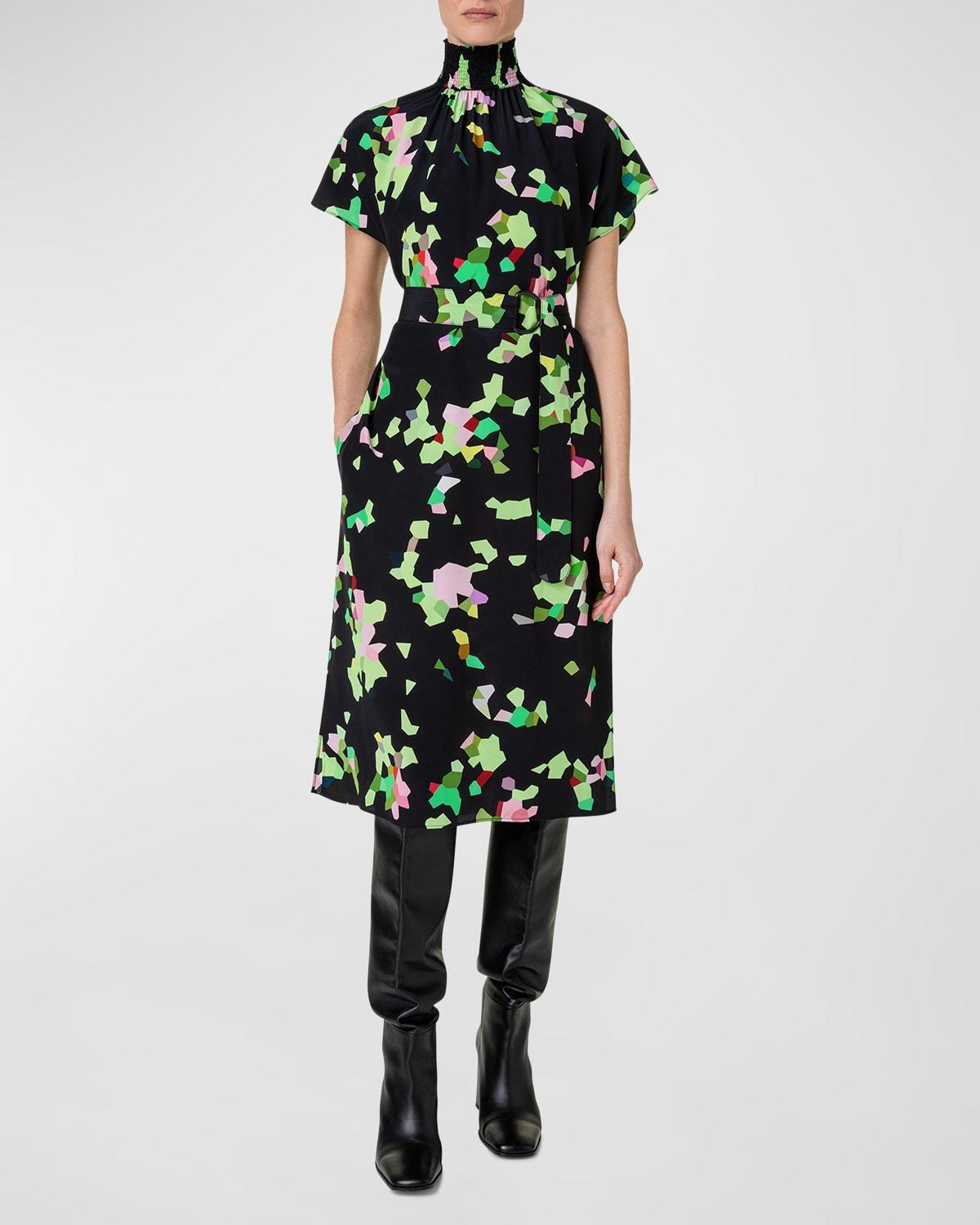 Akris punto Abstract Print Silk Crpe de Chine Dress Product Image