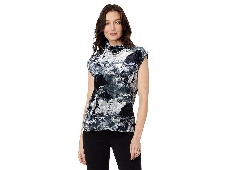 Elliott Lauren Galaxy Printed Velvet Sleeveless Turtleneck Women's Clothing Product Image