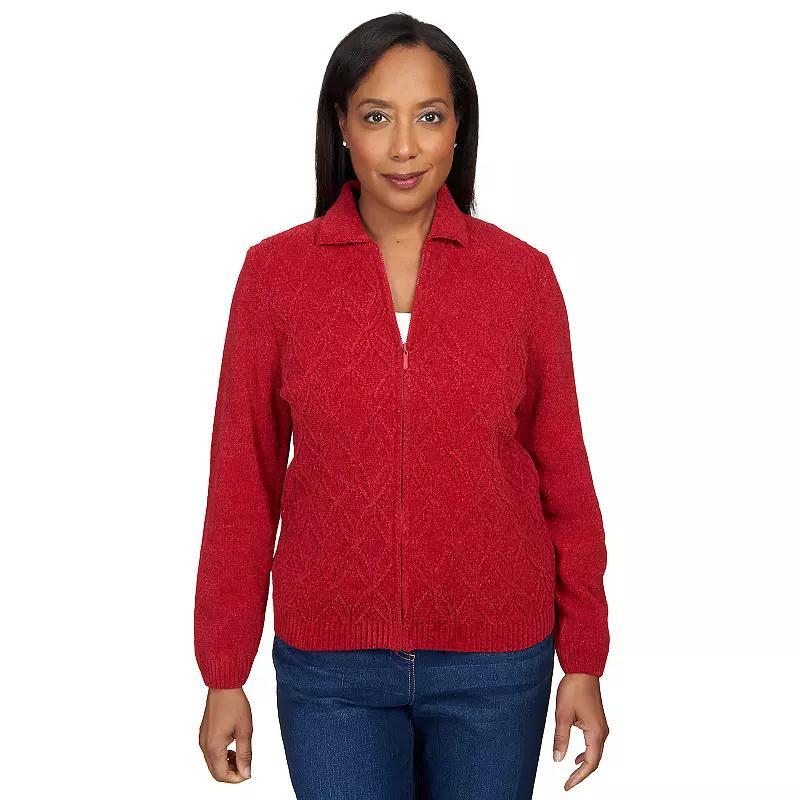 Womens Alfred Dunner Classic Zip-Up Cardigan Product Image