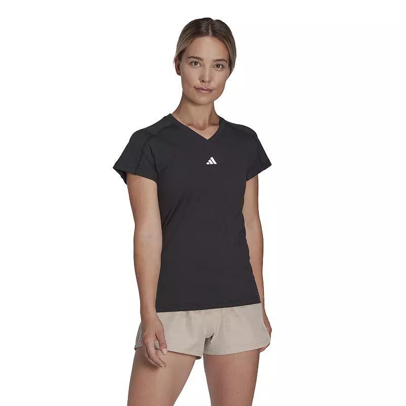 adidas Aeroready Train Essentials Minimal Branding V-Neck T-Shirt (Wonder Orchid) Women's Clothing Product Image