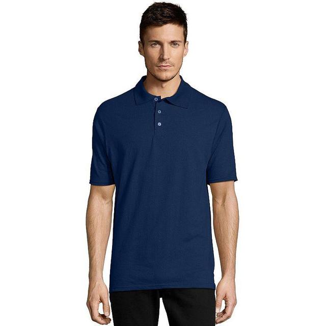 Mens Hanes X-temp Jersey Polo Blue Product Image