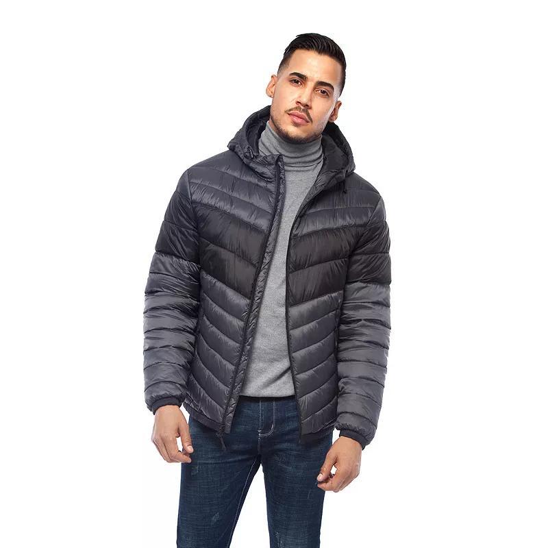 Rokka&Rolla Mens Light Weight Quilted Hooded Puffer Jacket Coat Product Image