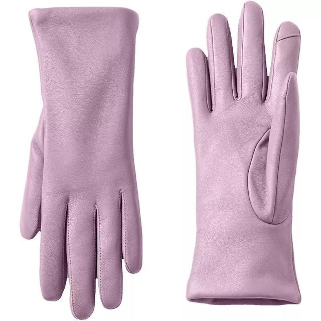 Womens Lands End Touch Screen Compatible Leather Gloves with Cashmere Lining Product Image