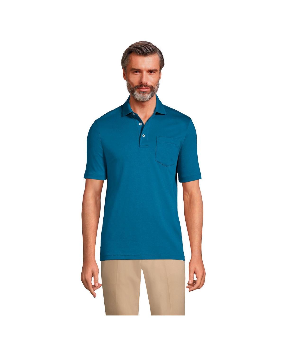 Lands End Mens Short Sleeve Cotton Supima Polo Shirt with Pocket Product Image