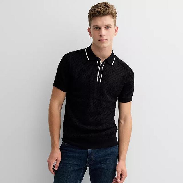 Mens Apt. 9 Textured Wool Blend Short Sleeve Sweater Polo Product Image