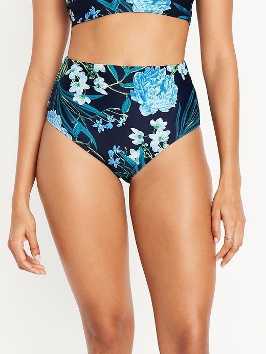 High-Waisted French-Cut Bikini Swim Bottoms Product Image