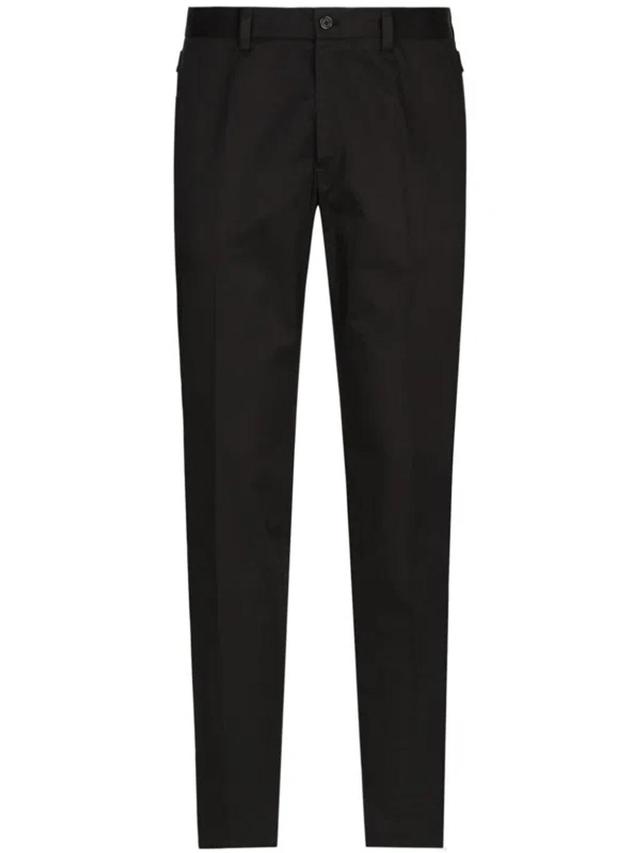 Tapered Cotton-blend Trousers In Black Product Image