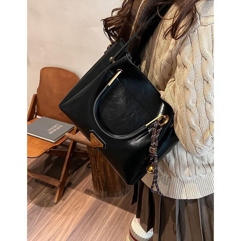 Faux Leather Crossbody Tote Bag Product Image