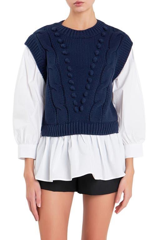 English Factory Mixed Media Cable Stitch Sweater Product Image