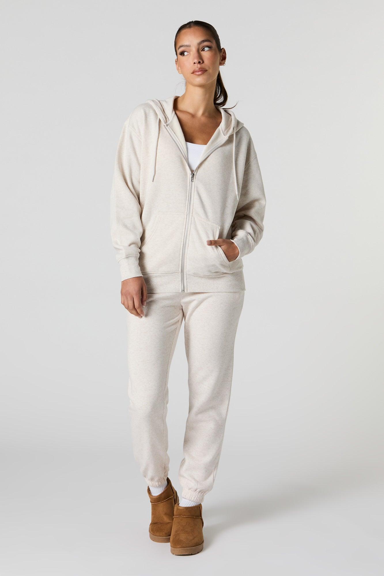 Soft Fleece Oversized Zip-Up Hoodie Female Product Image