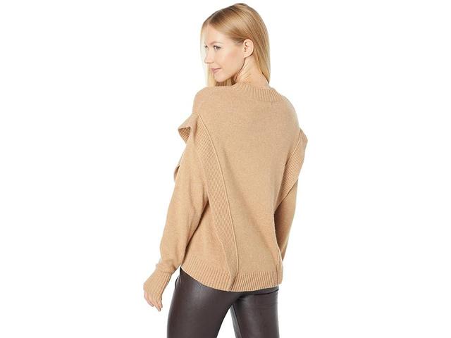 BCBGMAXAZRIA Ruffle Sweater (Camel) Women's Clothing Product Image