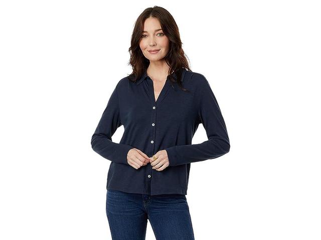 Lilla P Long Sleeve Button-Down Tee (Dark ) Women's Clothing Product Image