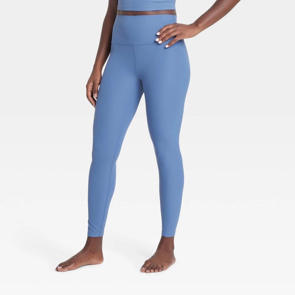 Womens Everyday Soft High-Rise Rib 7/8 Leggings - All In Motion Blue Product Image