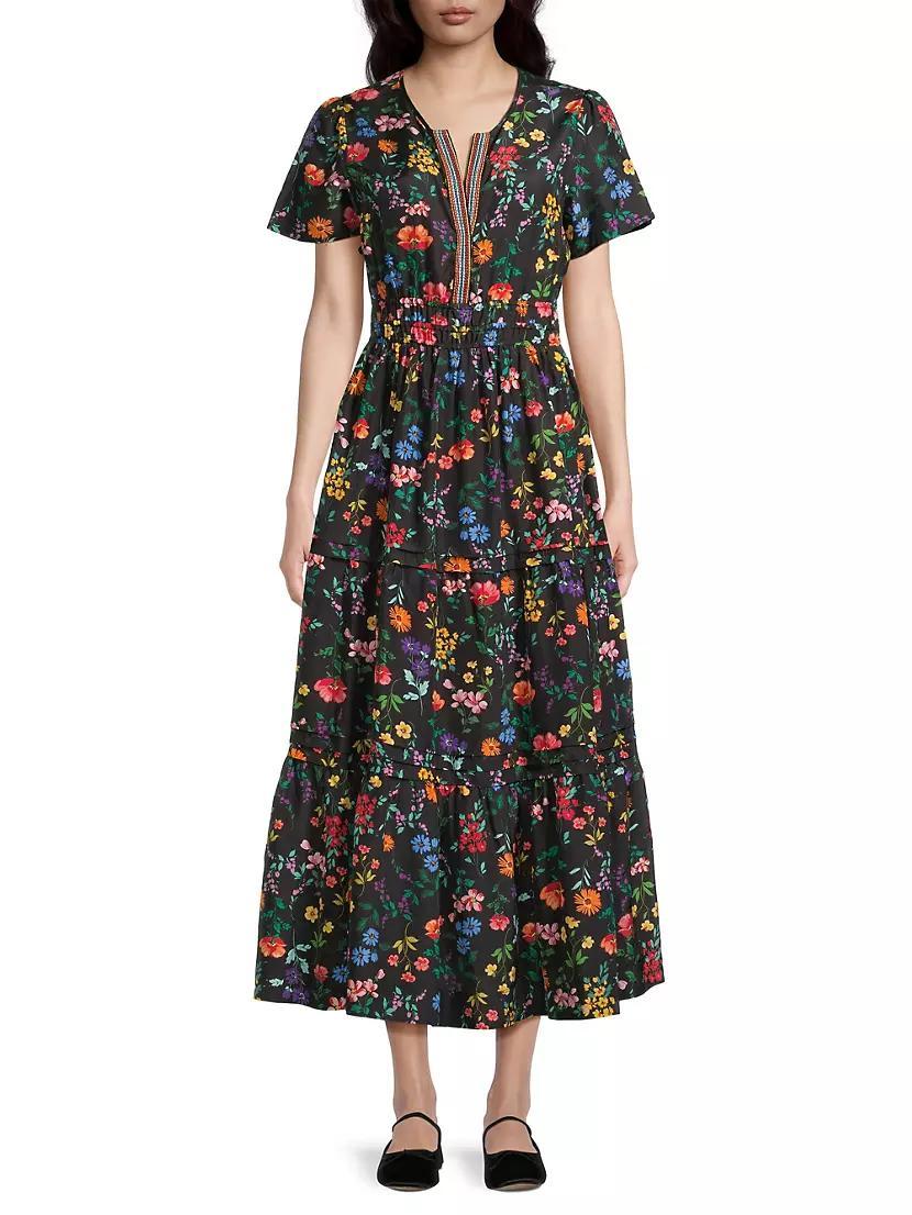 Harper Silk Pintuck Tiered Midi-Dress Product Image