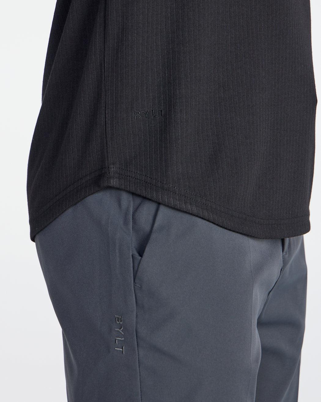 Ribbed Long Sleeve Open V Polo Product Image