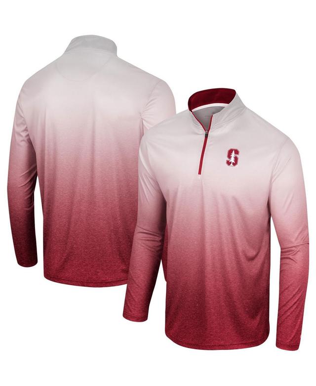 Mens Colosseum White and Cardinal Stanford Cardinal Laws of Physics Quarter-Zip Windshirt - White Product Image