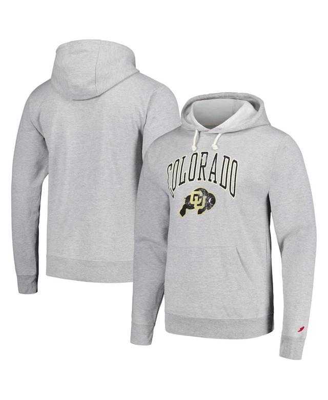 Mens League Collegiate Wear Heather Gray Distressed Colorado Buffaloes Tall Arch Essential Pullover Hoodie Product Image