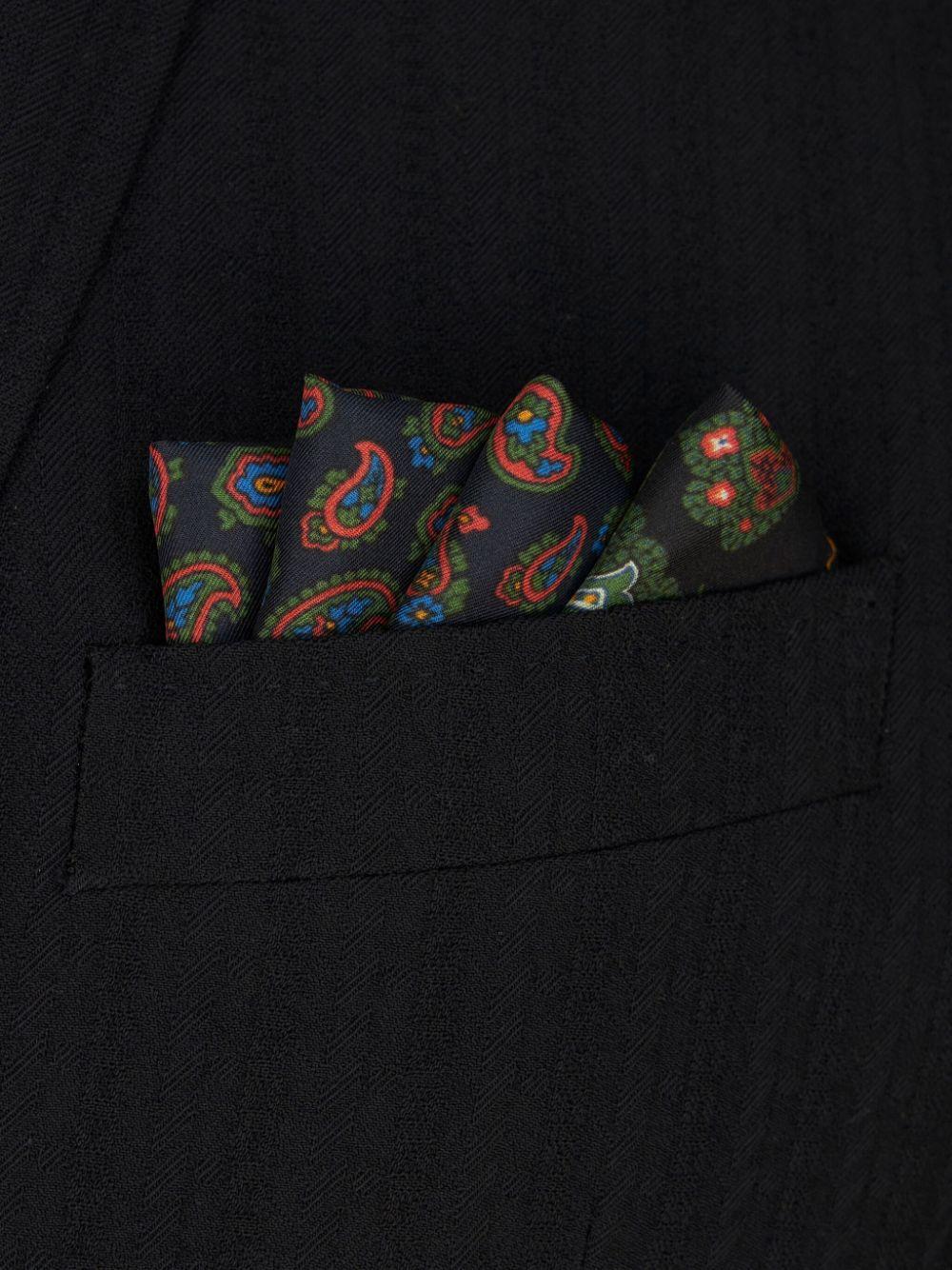 Paisley-print Silk Pocket Square In Blue Product Image