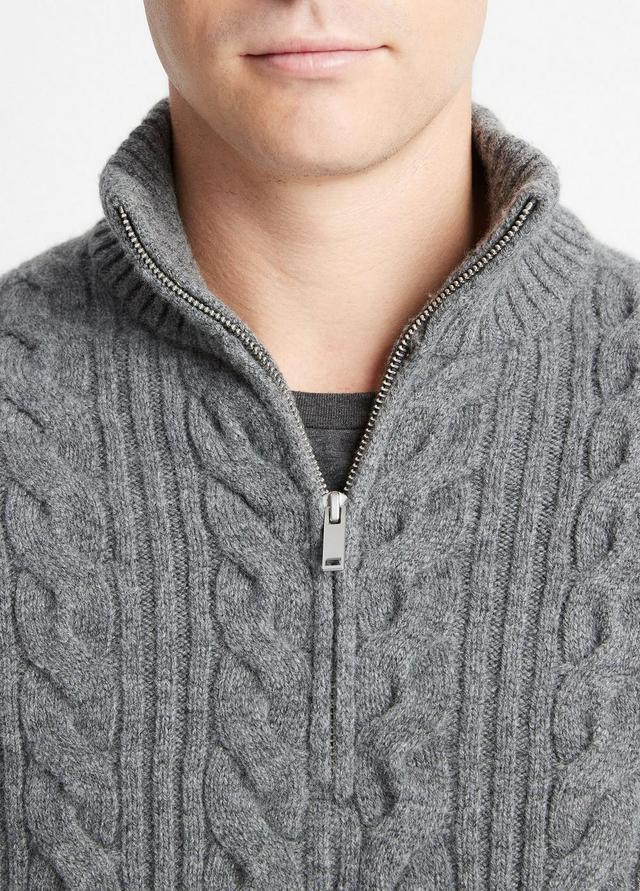 Cable-Knit Wool Quarter-Zip Sweater Product Image