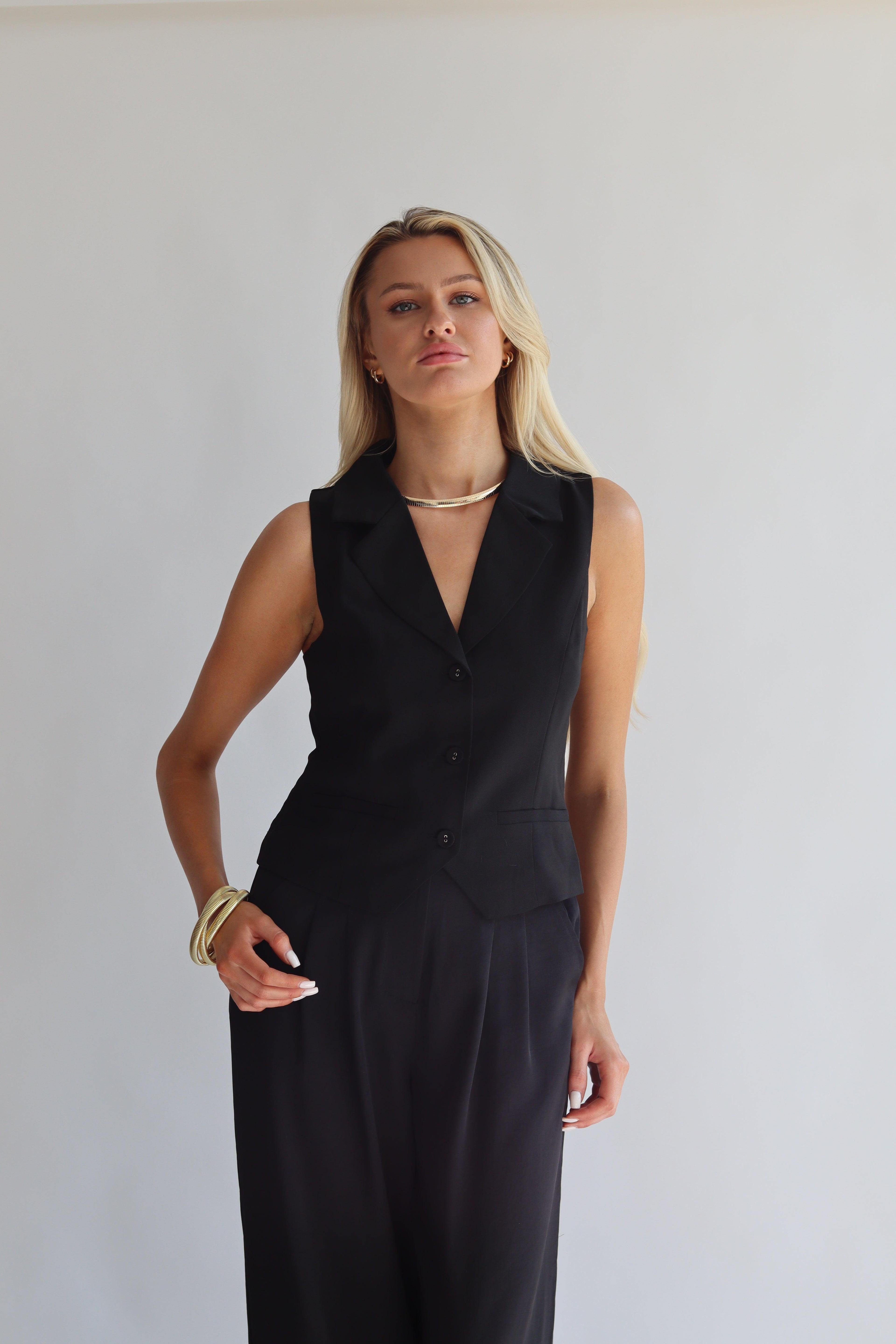 Sleeveless Tailored Blazer Vest Product Image