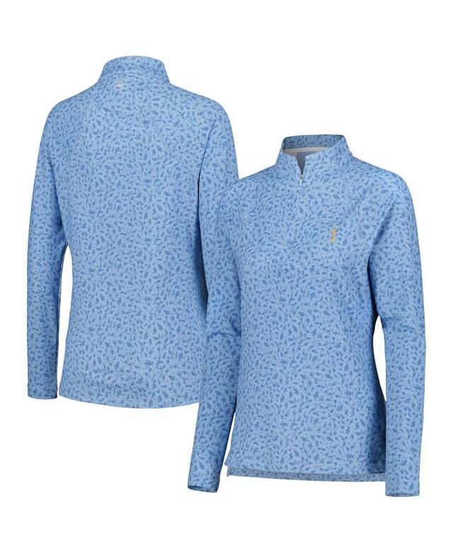 Womens Peter Millar Blue The Players Printed Raglan Perth Quarter-Zip Top Product Image