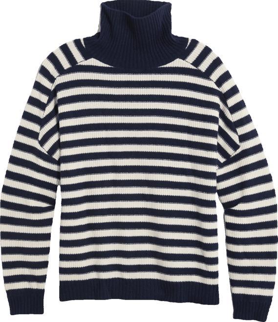 Cashmere Relaxed Texture Stripe Turtle Neck Sweater Product Image