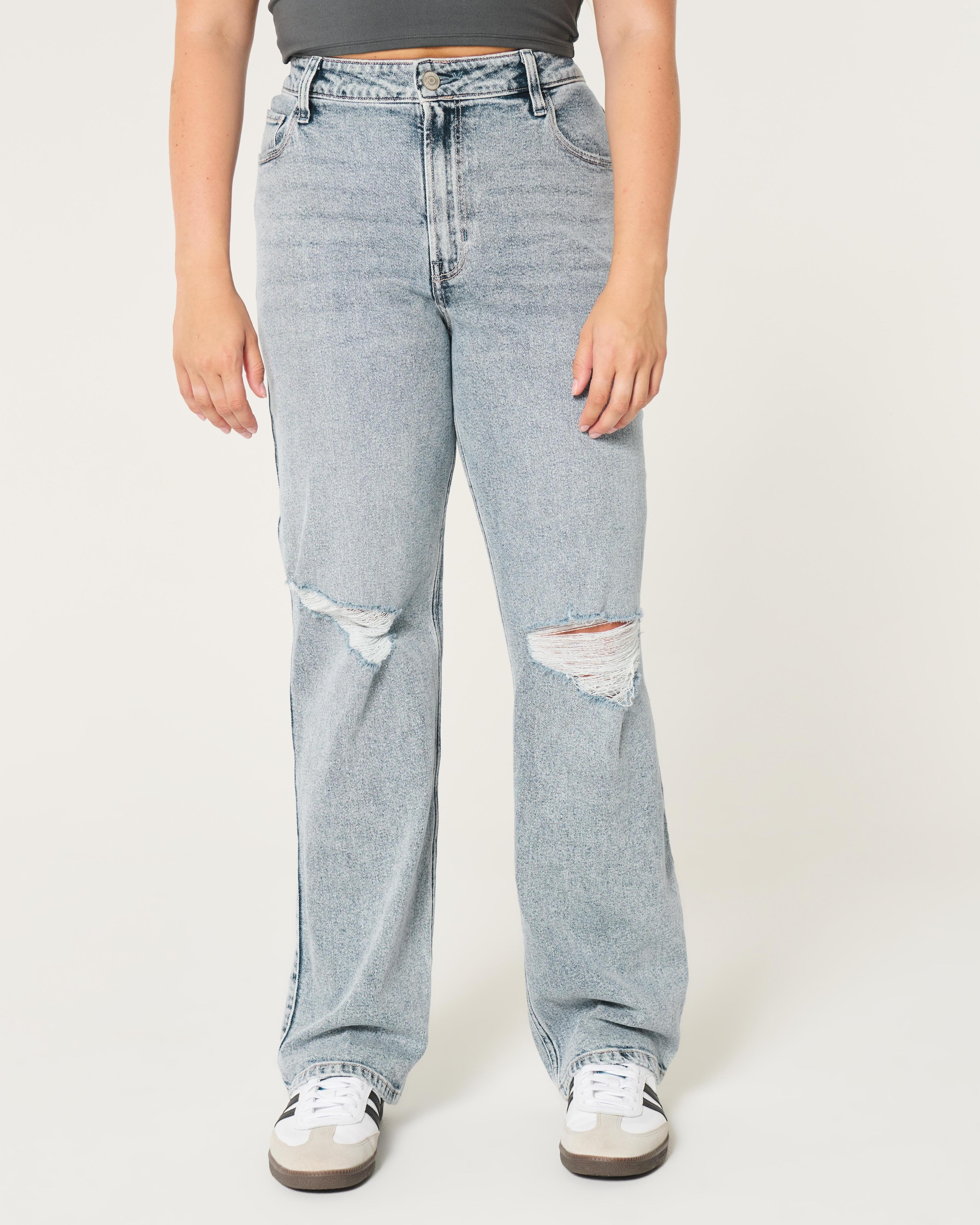 Ultra High-Rise Ripped Light Wash Dad Jeans Product Image