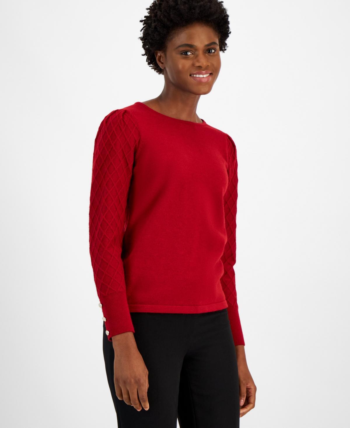 Anne Klein Womens Diamond-Sleeve Sweater Product Image