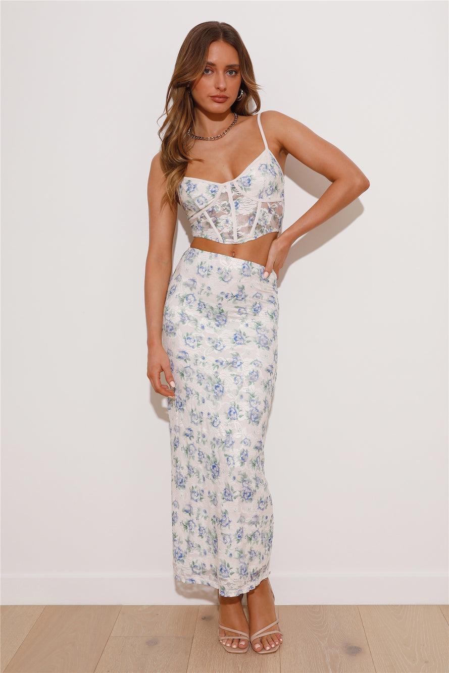 Dainty Touch Lace Maxi Skirt Blue Product Image