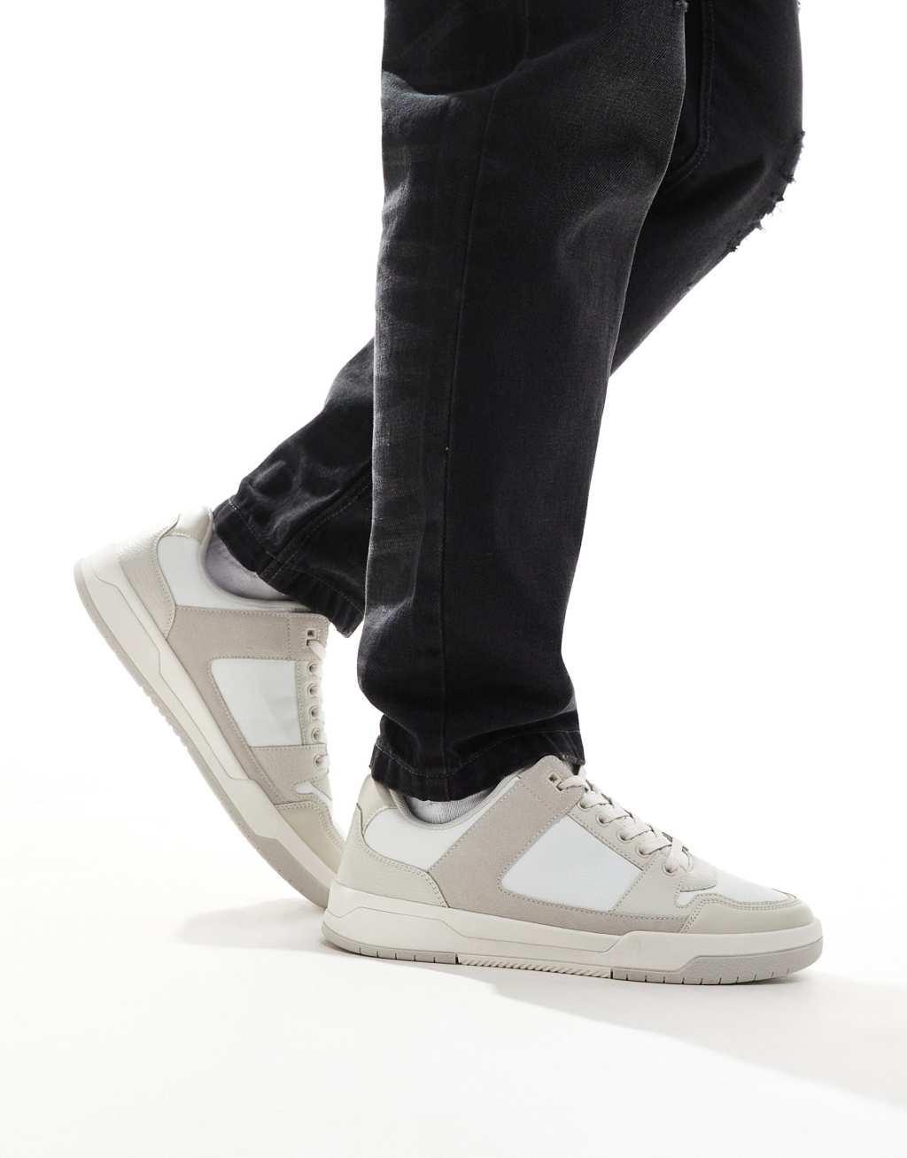 ASOS DESIGN lace-up sneakers in beige  Product Image